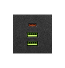 Rozgałęźnik Modi czarny 2x230V + 2x USB-A 1x USB-C | LVT