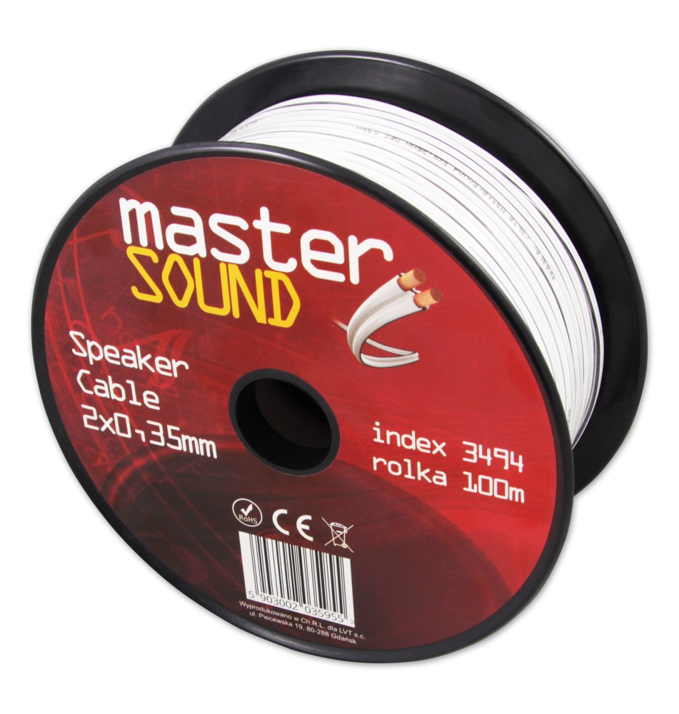 Przewód głośnikowy CU biały 2x0,35