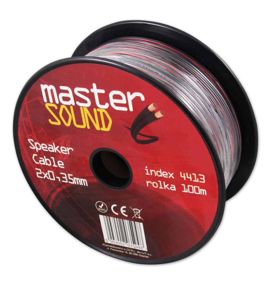 Przewód głośnikowy CU czarny 2x0,35