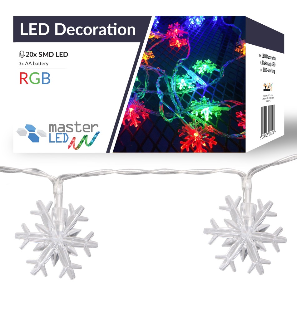 20-LED Star-Shaped Christmas LED String Lights, 3m, RGB | LVT