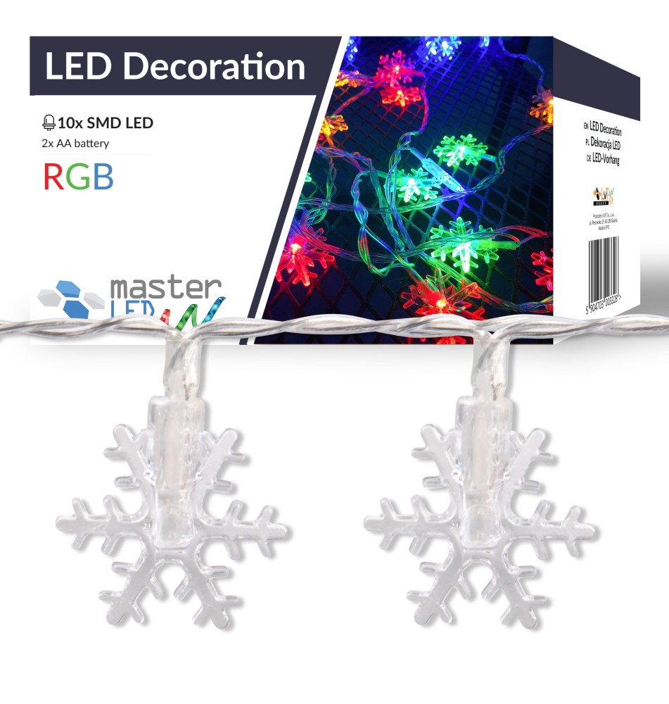 Łańcuch LED świąteczny gwiazdki 10 LED 2m RGB | LVT
