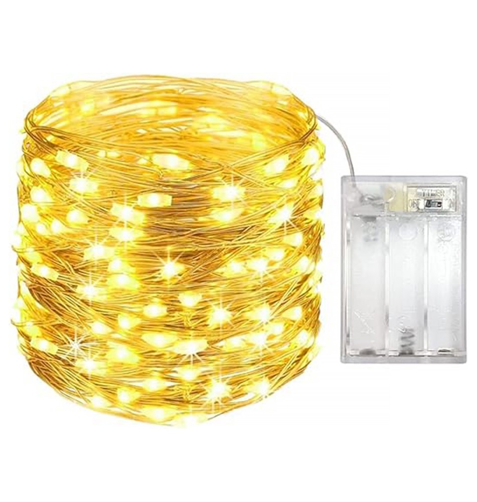 Łańcuch LED świąteczny 3xAA 100 LED 10m 2700K | LVT